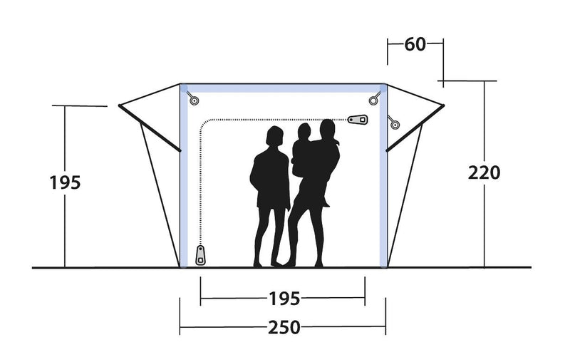 Outwell Crossville 250SA Air Drive-Away Campervan Air Awning 175-200cm