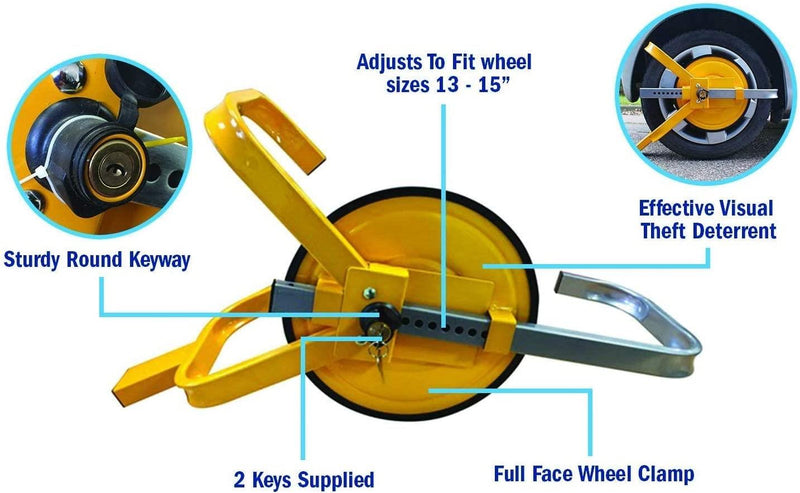 Trailer, Caravan & Motor home 8" - 10" Security Anti Theft Wheel Tyre Lock Clamp