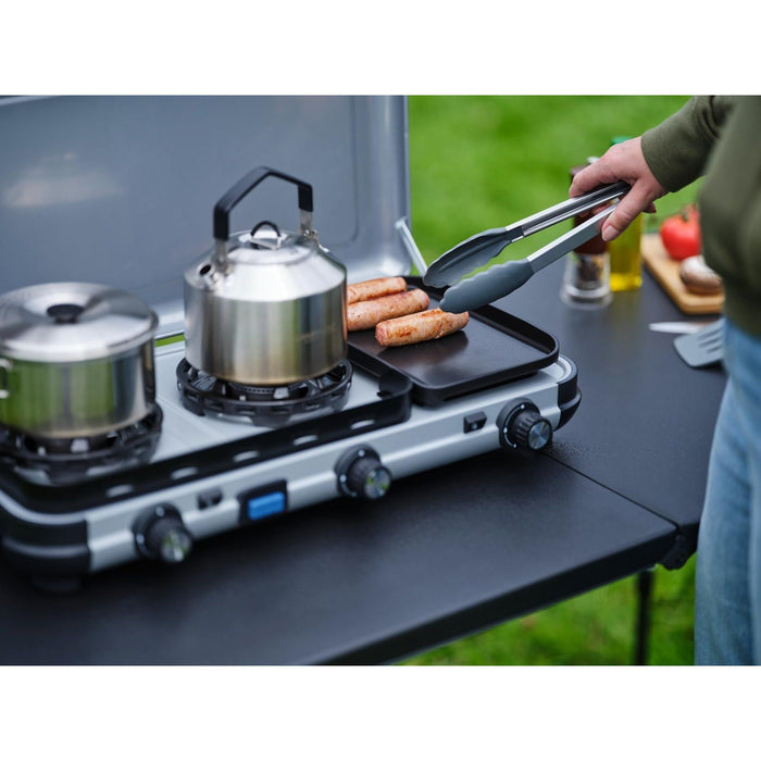 Campingaz Camping Kitchen 2 Multi-Cook Double Burner Portable Camping Gas Stove and Side Grill