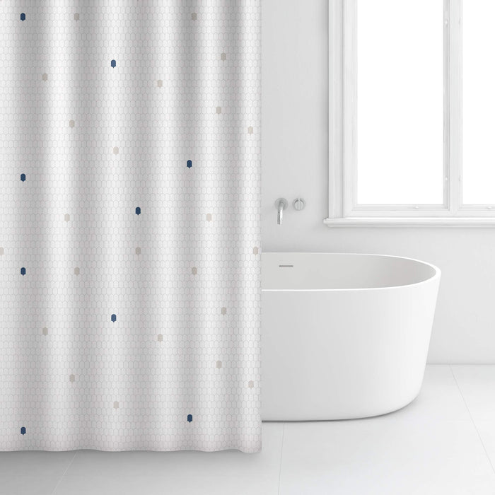 Shower Curtain White & Cells 2348 Rayen - UK Camping And Leisure