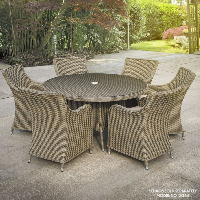 Dellonda Chester Rattan Wicker Round Outdoor Dining Table Tempered Glass Top Dellonda - UK Camping And Leisure