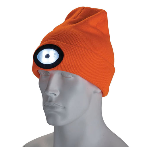 Draper Beanie Hat with Rechargeable Torch, One Size, 1W, 100 Lumens, High-vis Or Draper - UK Camping And Leisure