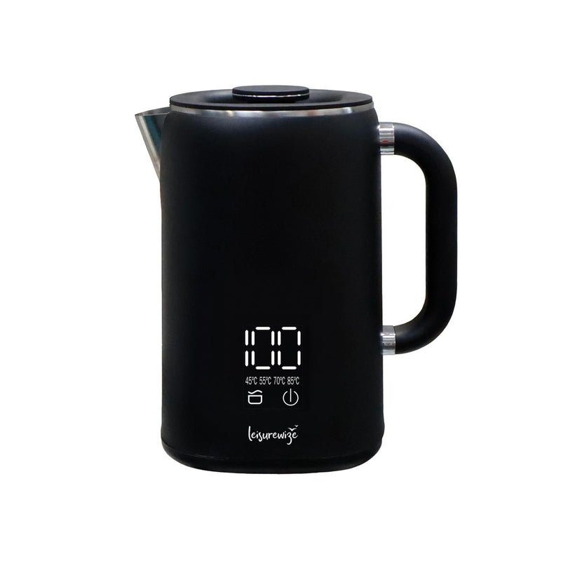 Leisurewize Caravan Camping Sleek LED Display Kettle 1.7L Black