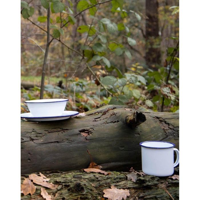 Bo-Camp Tableware Enamel 6 Pieces White/Blue Bo-Camp - UK Camping And Leisure