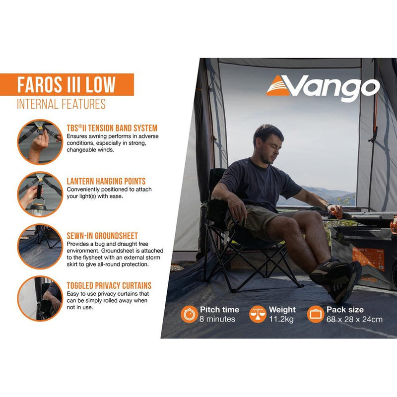 Vango Faros III Low Smoke  Drive Away Campervan Awning (180-210) - View 13