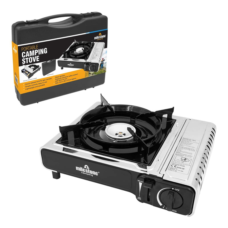 Portable Gas Stove - Fully Safety Certified 18949 Milestone Camping - UK Camping And Leisure
