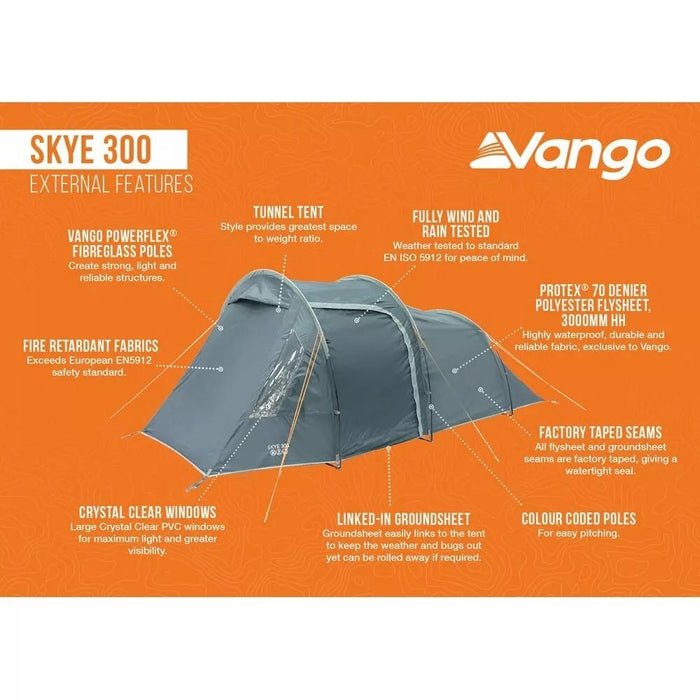 Vango Skye 300 Pole Tent Deep Blue Vango - UK Camping And Leisure