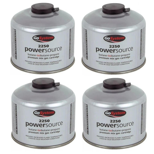 4x Go System PowerSource Butane Propane Threaded Gas Canister - 220g Go System - UK Camping And Leisure
