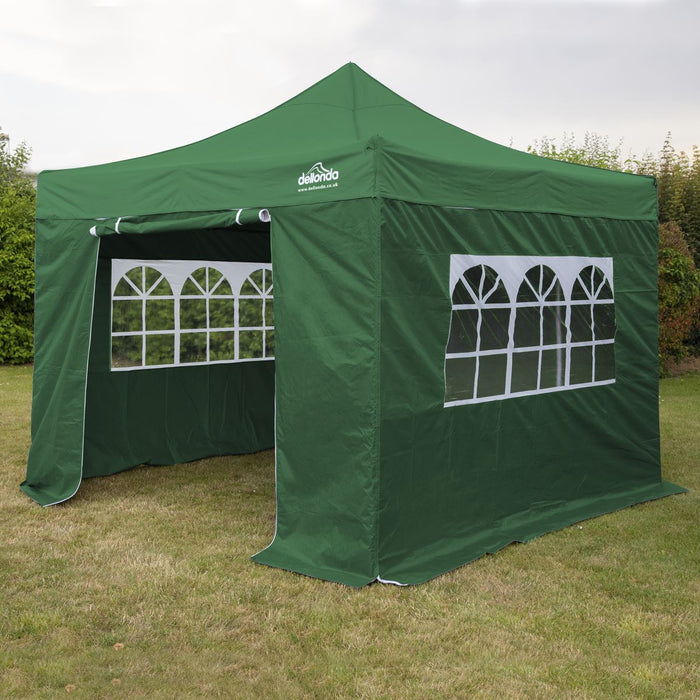 Dellonda 2x2m Pop-Up Gazebo & Side Walls Water Resistant Fabrics - Green Dellonda - UK Camping And Leisure