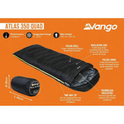 Vango Atlas 350 Quad Excalibur Grey Single Sleeping Bag - View 4