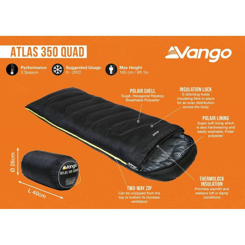 Vango Atlas 350 Quad Excalibur Grey Single Sleeping Bag - View 4
