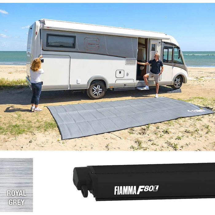 Fiamma F80L 500 Awning Deep Black Royal Grey Fiamma - UK Camping And Leisure