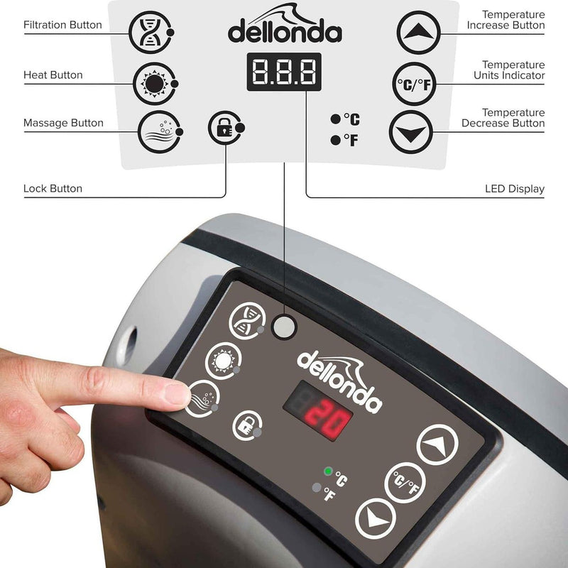 Dellonda 4-6 Person Inflatable Hot Tub Spa with Smart Pump - Rattan Effect Dellonda - UK Camping And Leisure