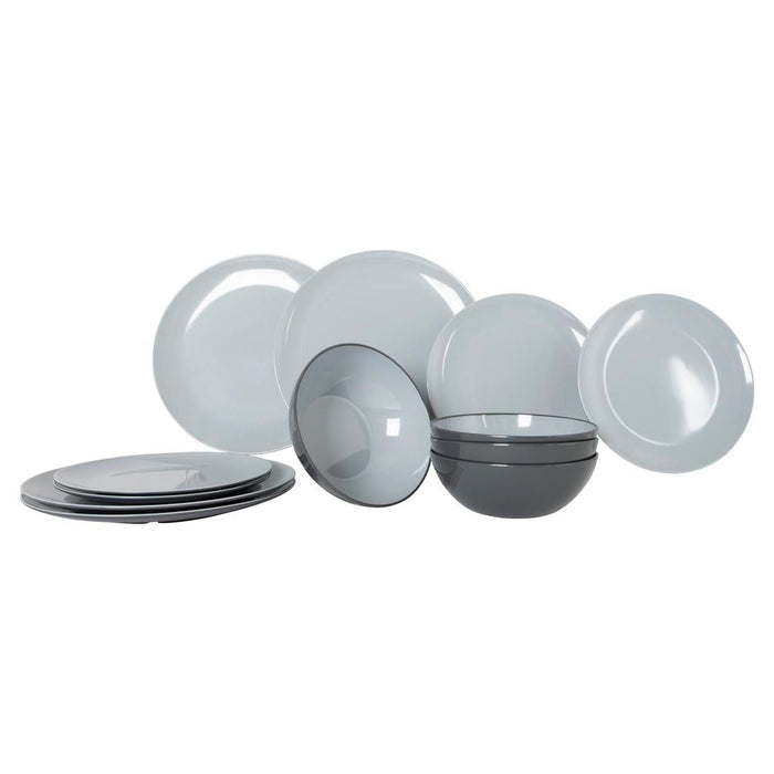 Gimex Vivid Line Tableware Grey 12 Pieces Gimex - UK Camping And Leisure