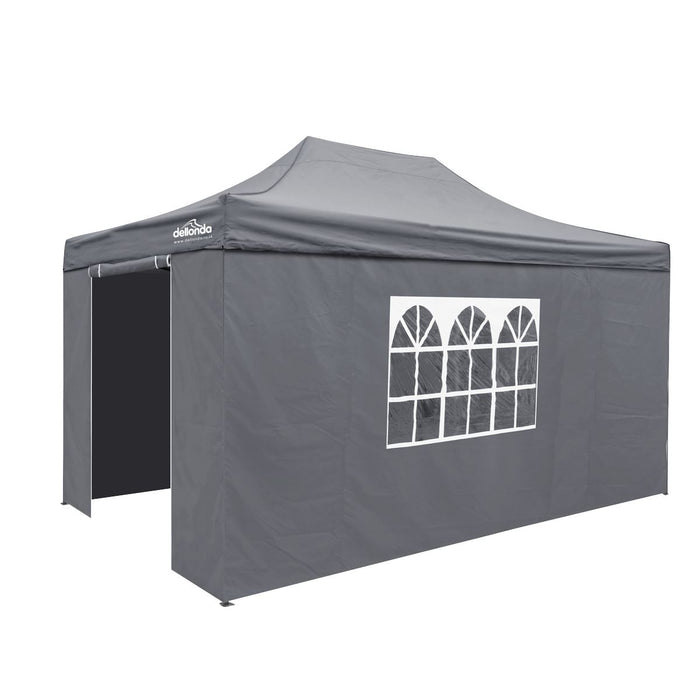 Dellonda 3x4.5m Pop-Up Gazebo & Side Walls Water Resistant Fabric - Grey Dellonda - UK Camping And Leisure