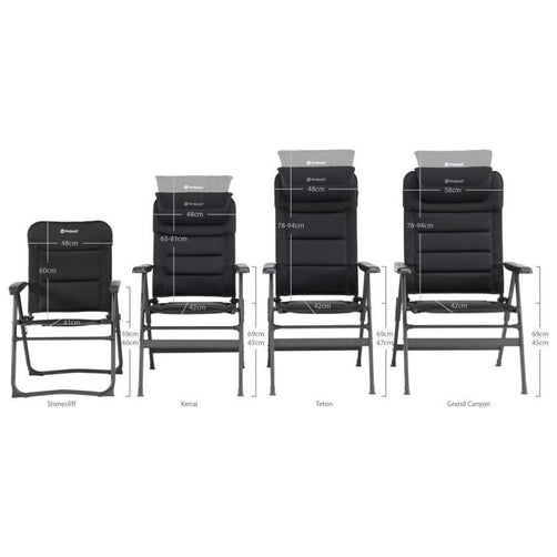 Outwell Kenai Adjustable Folding Camping Caravan Motorhome Chair Black