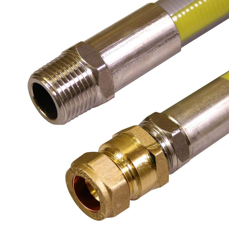 Clessinox Stainless Meter Box Hose 1.2 Metre 1/2" x 22mm Clesse - UK Camping And Leisure