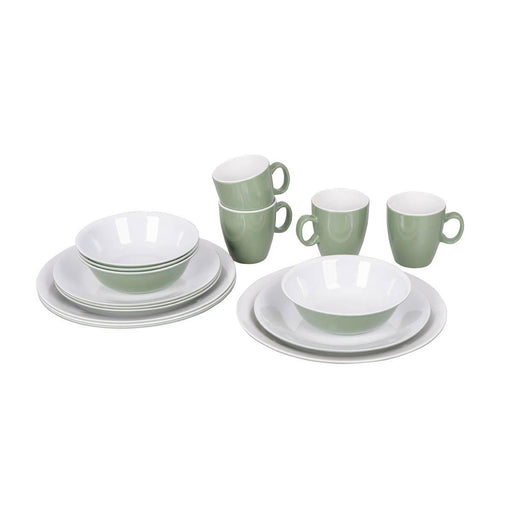 Bo-Camp Tableware Two-Tone Melamine 16 Pieces Green/White Bo-Camp - UK Camping And Leisure