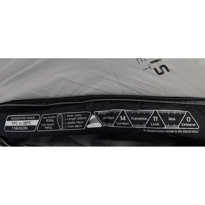 Vango Mantis Planet Sleeping Bag 50L Grey Flannel Vango - UK Camping And Leisure