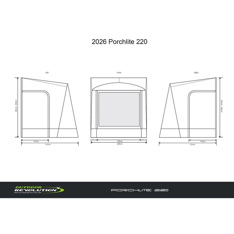 Outdoor Revolution Porchlite 220 Alu-Tech Poled Caravan Porch Awning - View 8