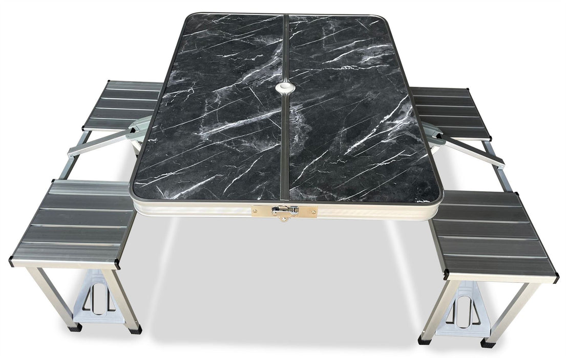 Quest Gloucester Deluxe Folding Picnic Set Table & Bench (Onyx Edition) Quest - UK Camping And Leisure