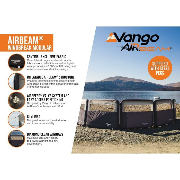 Vango AirBeam Modular Windbreak Shadow Grey Vango - UK Camping And Leisure