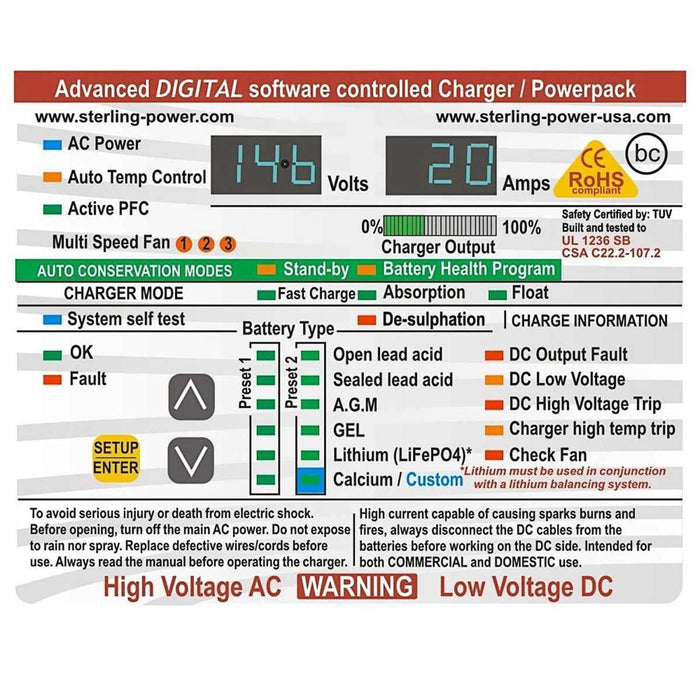 Sterling Battery Charger Pro-U 12V 10Amp Sterling Power - UK Camping And Leisure