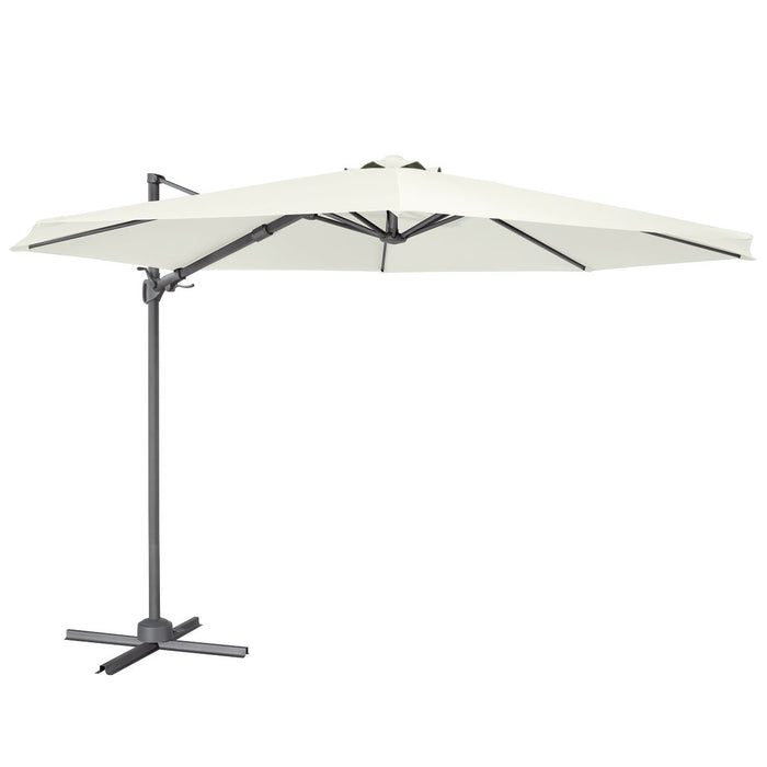 Dellonda Cantilever Parasol with 360 Rotation, Tilt & Cover 3m - Cream Dellonda - UK Camping And Leisure