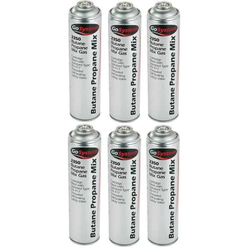 6x GoSystem Butane Propane Mix Gas 350g 631ml Go System - UK Camping And Leisure