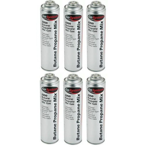 6x GoSystem Butane Propane Mix Gas 350g 631ml Go System - UK Camping And Leisure