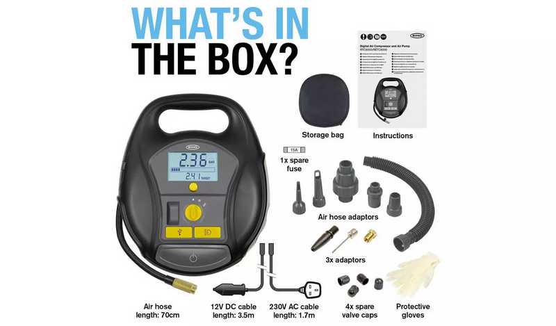 Ring RTC6000 Cordless Digital Tyre Inflator with Air Pump