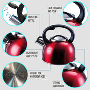 MDS1203 Liberty Red 2.5 Litre Whistling Kettle CW-T056-B1R Liberty Leisure UK - UK Camping And Leisure