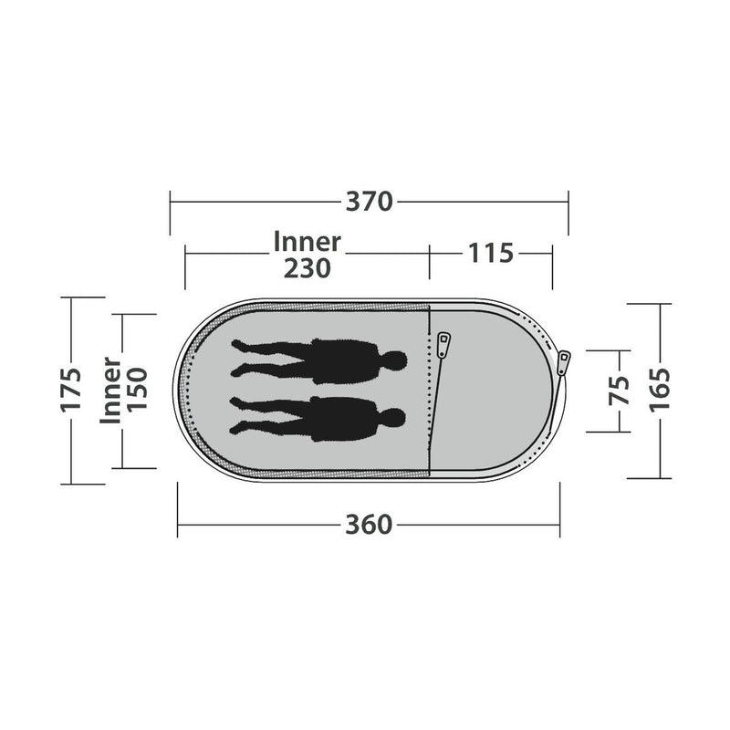 Outwell Nexion 2 Ocean Pop-up Tent 2 Berth Fast Pitch Dark Inner - View 15