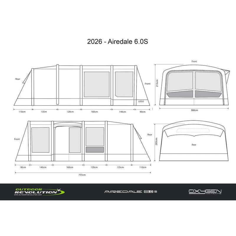 Outdoor Revolution Airedale 6.0S Air Tent 6 Berth Family Tent IncFootprint - View 15
