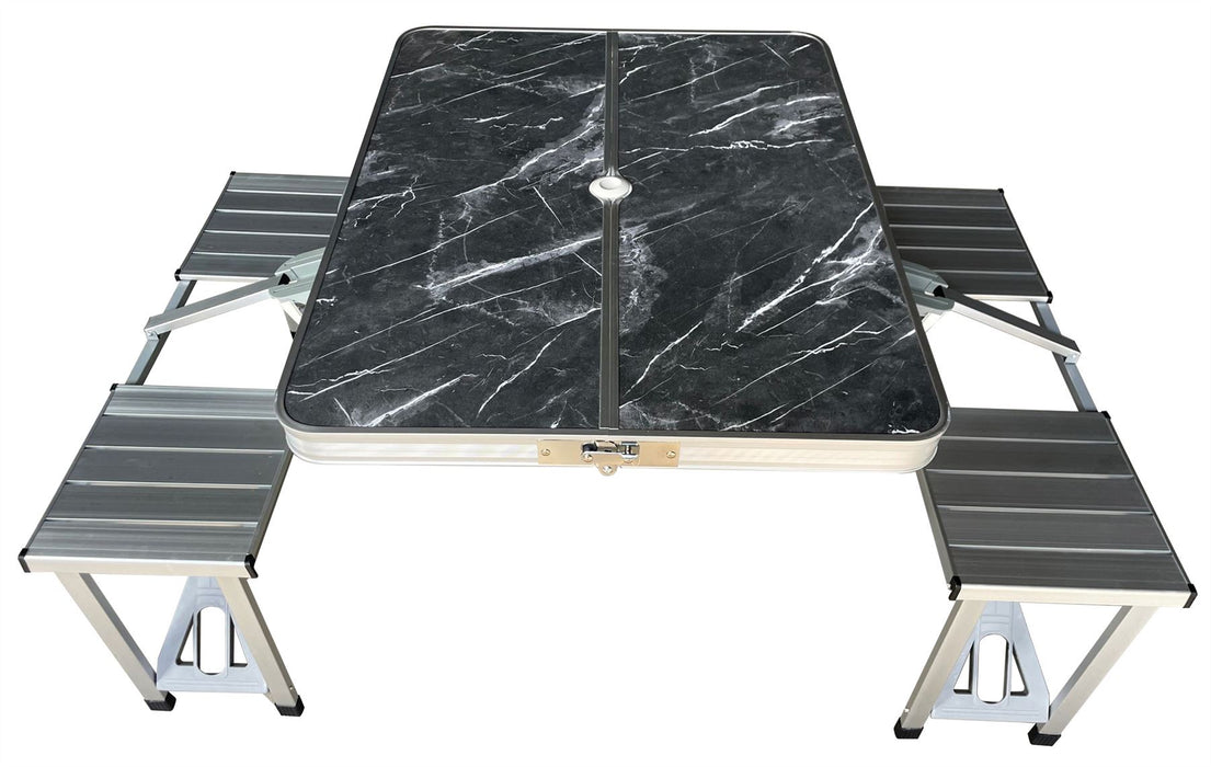 Quest Gloucester Deluxe Folding Picnic Set Table & Bench (Onyx Edition) Quest - UK Camping And Leisure