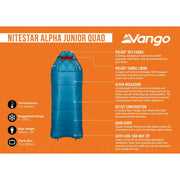 Vango Nitestar Alpha Junior Kids Quad Seaport Single Sleeping Bag - View 7