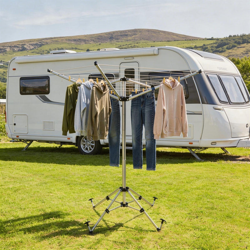 Leisurewize Caravan Camping 4 Arm Rotary Clothes Airer with Pegs - View 2