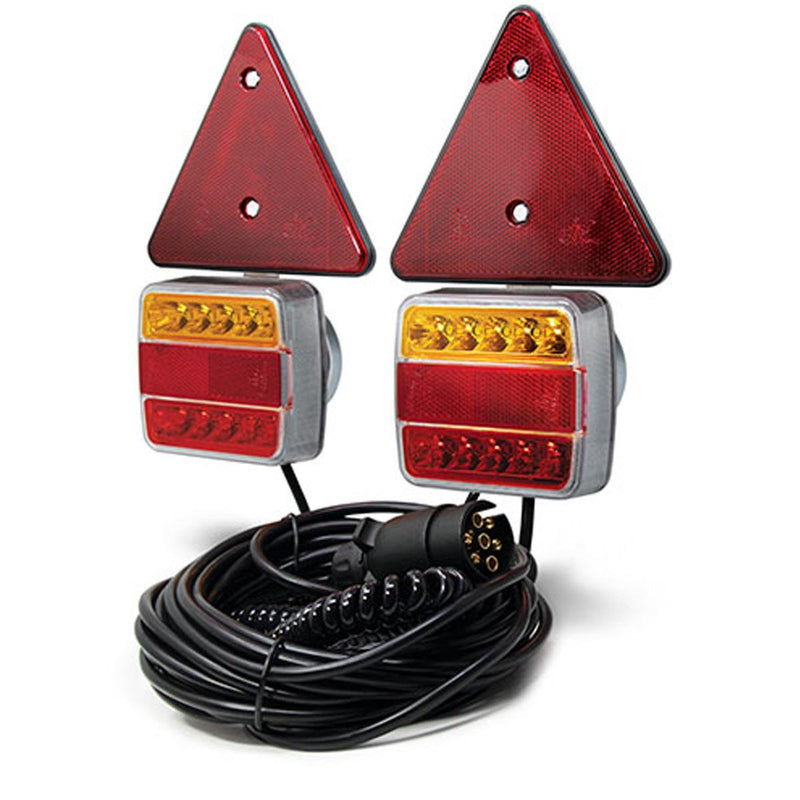 Waterproof 12V Magnetic Led Trailer Towing Lights Lamps Triangles With 6m Cable