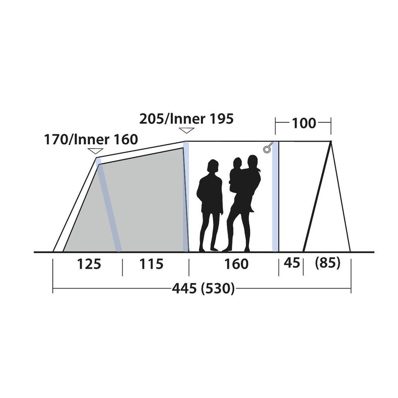 Outwell Monterey 5 Air 5 Berth Three Room Tunnel Tent - View 8
