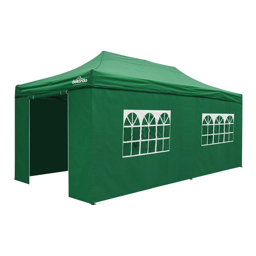 Dellonda 3x6m Pop-Up Gazebo & Side Walls Water Resistant Fabric- Green Dellonda - UK Camping And Leisure