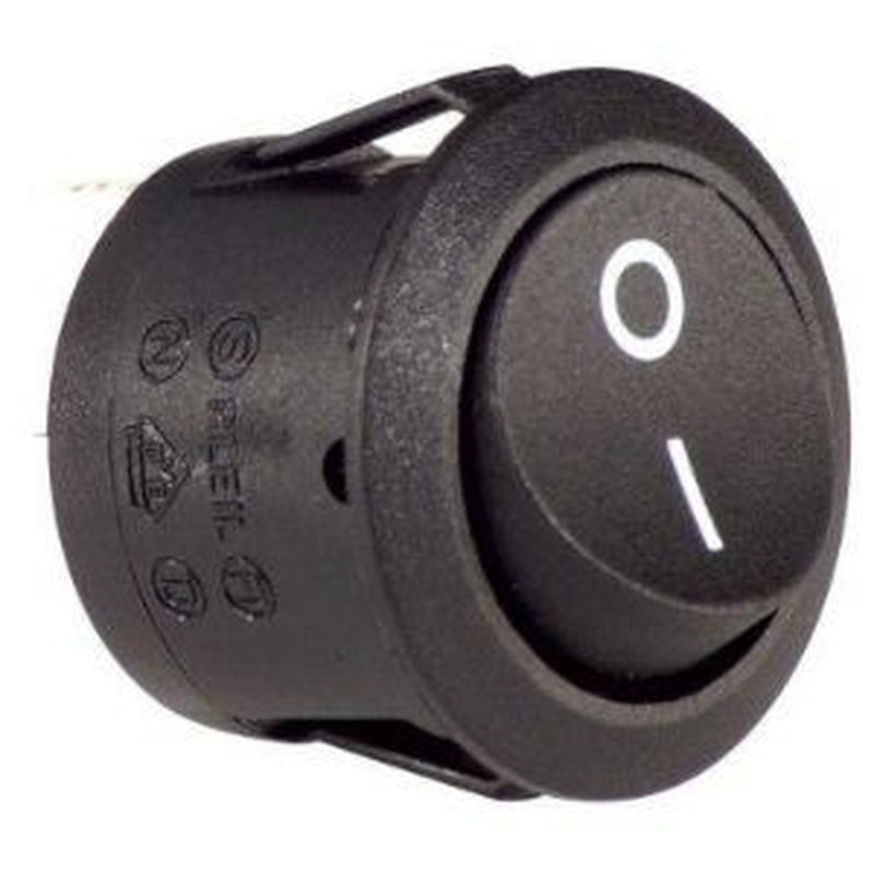 W4 250V Round Single Pole Rocker Switch On/Off Black 37201 W4 - UK Camping And Leisure
