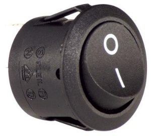 W4 250V Round Single Pole Rocker Switch On/Off Black 37201 W4 - UK Camping And Leisure