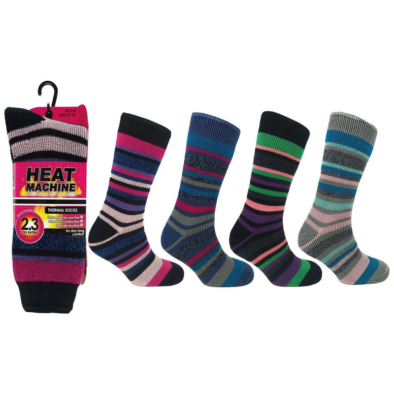 Ladies thermal insulated striped socks (assorted colours) 2628 UK Camping And Leisure - UK Camping And Leisure