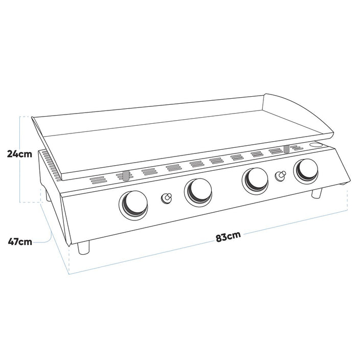 Dellonda 4 Burner 10kW Portable Gas Plancha - Stainless Steel Dellonda - UK Camping And Leisure