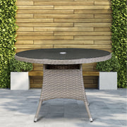 Dellonda Chester Rattan Wicker Round Outdoor Dining Table Tempered Glass Top Dellonda - UK Camping And Leisure