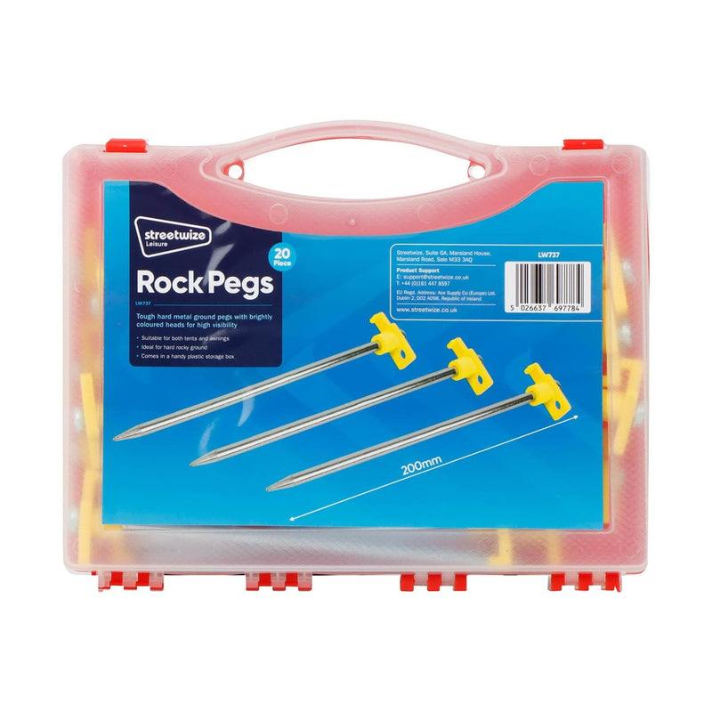 Leisurewize 20 Pcs Heavy Duty Tent Pegs Set 7x200mm Leisurewize - UK Camping And Leisure
