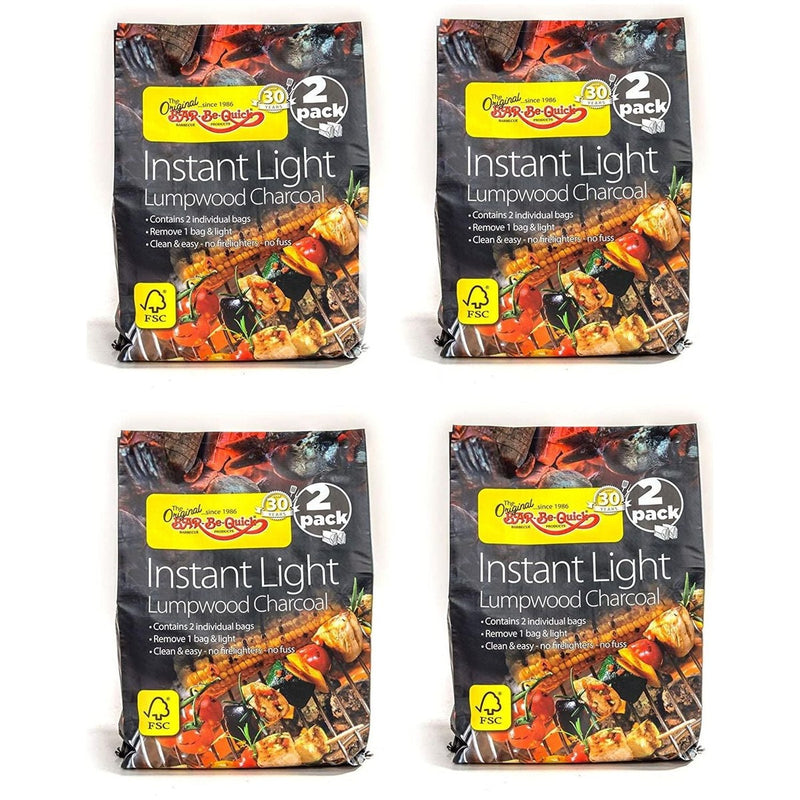 8 Pack Bar-Be-Quick Instant Lighting Lumpwood Charcoal 3Kg - 8 X 1.5Kg Bags Bar-Be-Quick - UK Camping And Leisure