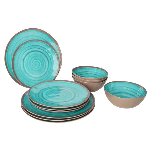 Bo-Camp Tableware Halo Melamine 12 Pieces Aqua Bo-Camp - UK Camping And Leisure