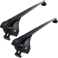 Summit SUP-865A Premium Integrated Railing Bar for Cars with Running Rails, Black Steel, Set of 2