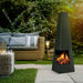 Dellonda Chiminea Wood Burner Heater for Outdoors W45cm x H150cm - Black Steel Dellonda - UK Camping And Leisure